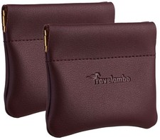 Travelambo Leather Squeeze Coin Purse Pouch Change Holder For Men  Women 2 pcs