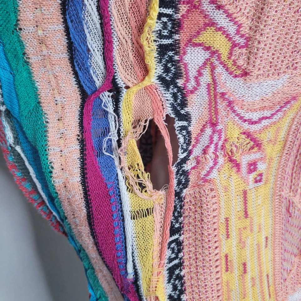 Coogi Large knit sweater holes textured colorful crewneck geometric Australia - Image 3 of 4