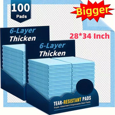 100pc 28" 34" Dog Puppy Training Pee Pads Disposable Underpads Heavy Absorbency