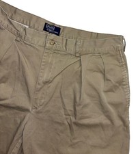 Vintage Polo Ralph Lauren USA Made Khaki Chino Shorts Crest Patch 35x8 Preppy