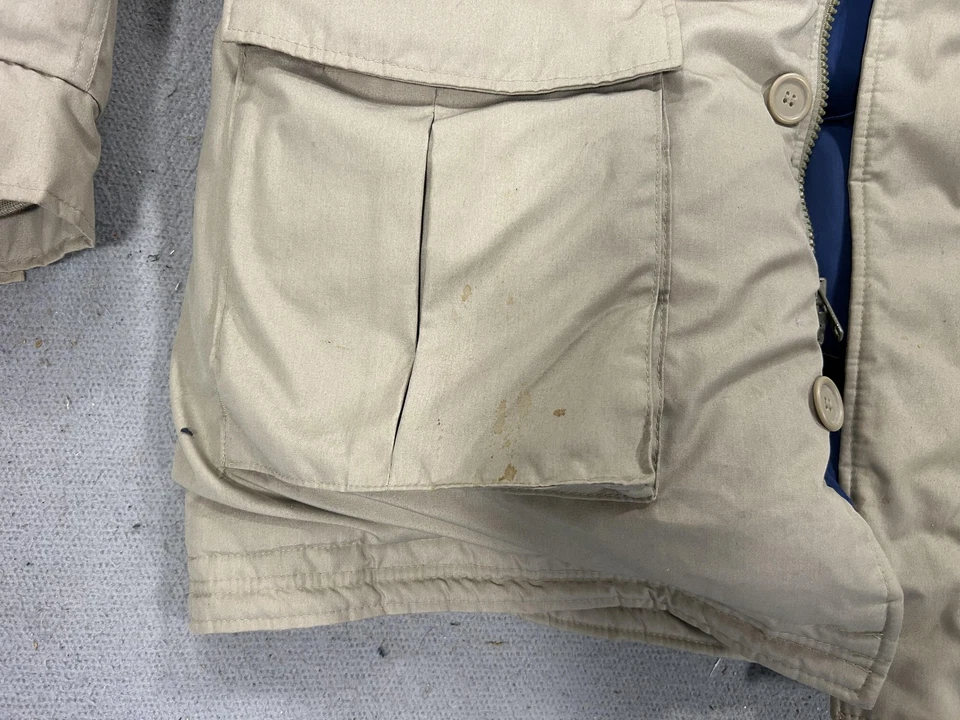 Parka de Colección Cabela's Para Hombres Grande Caqui Plumón de Ganso Borde de Piel Capucha Caza Años 90 Foto 4 de 4