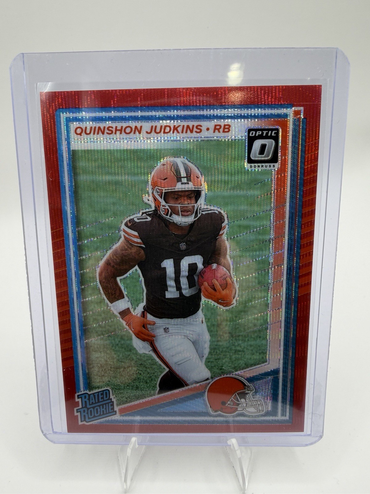 2025 Panini Donruss - Rated Rookie Quinshon Judkins #330 Optic Preview Red Wave