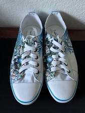Ed Hardy Low Top Canvas Sneakers Blue Skull Tattoo Print Y2K Womens Size 8
