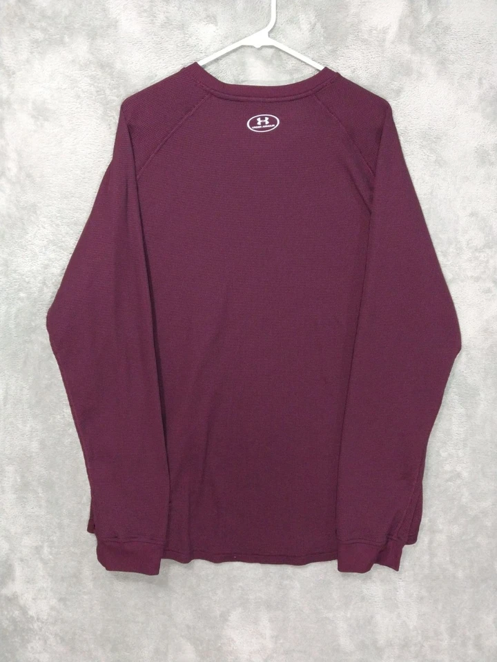 Camisa Under Armour Para Hombres 2XL Roja Tejida Gofre Térmica Cuello Redondo Pullover Suelto Foto 2 de 4