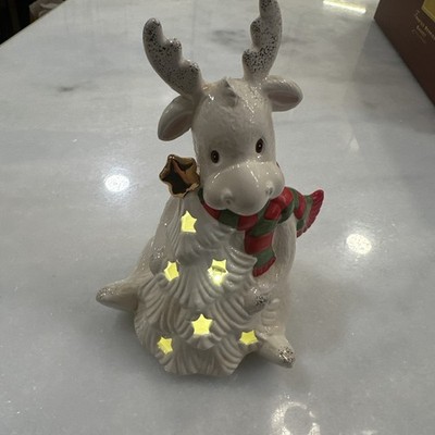 Lenox Seasons Sparkle Moose Christmas Tree Figurine Color Changing