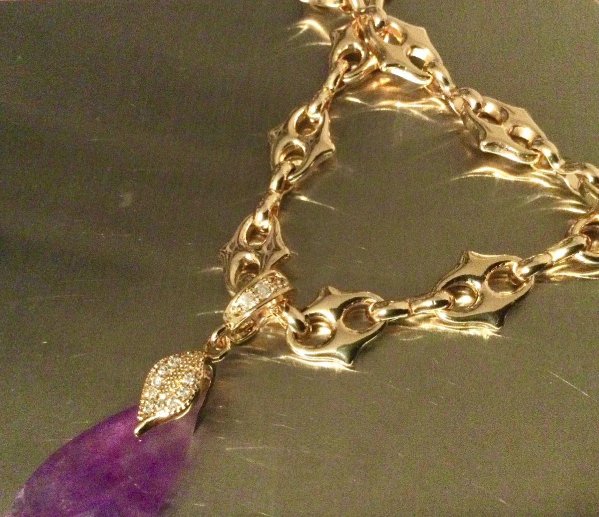 Collier maille plate acier dorée or LUZAKA