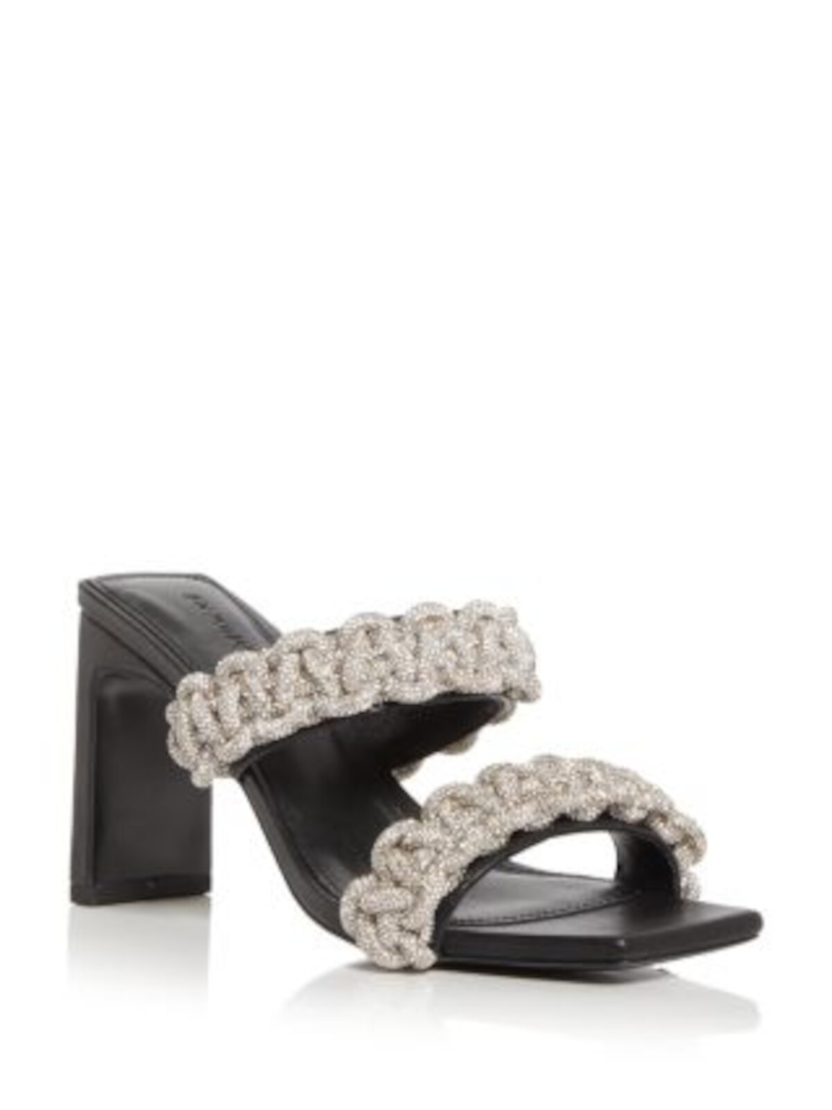 Женские сандалии на каблуке Walker от JOHNATHAN SIMKHAI с ремешками из черного хрусталя на ремешках-веревочках 39