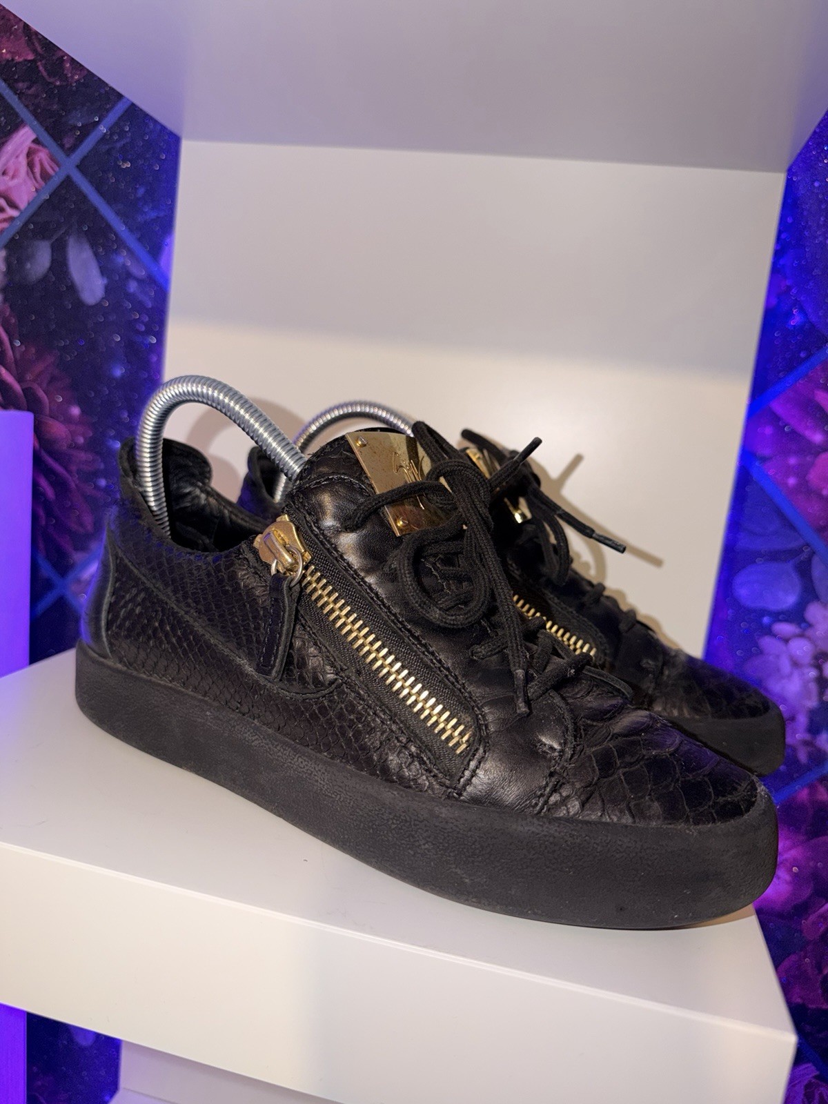Giuseppe Zanotti Frankie Black Python Leather Gol… - image 3
