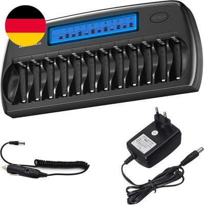 AA AAA Akku Ladegerät 12 Slots, LCD Batterie Ladegerät Für AA/AAA NI-MH NI-CD Wi