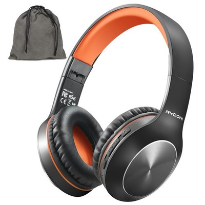 Rydohi Bluetooth Headphones Over Ear, 68H Playtime and Black Orange