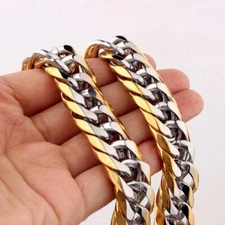 9/11/13/16mm Silver Gold Stainless Steel Cuban Link Chain Necklace or Bracelet