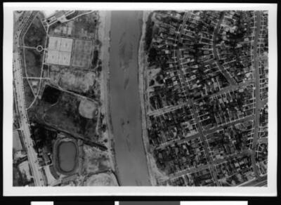 Aerial view of an unidentified river 1938 California Old Photo