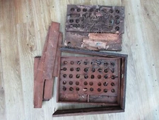 2 Vintage Wooden Printers Compositor Letterpress Trays 500 Metal Print Letters