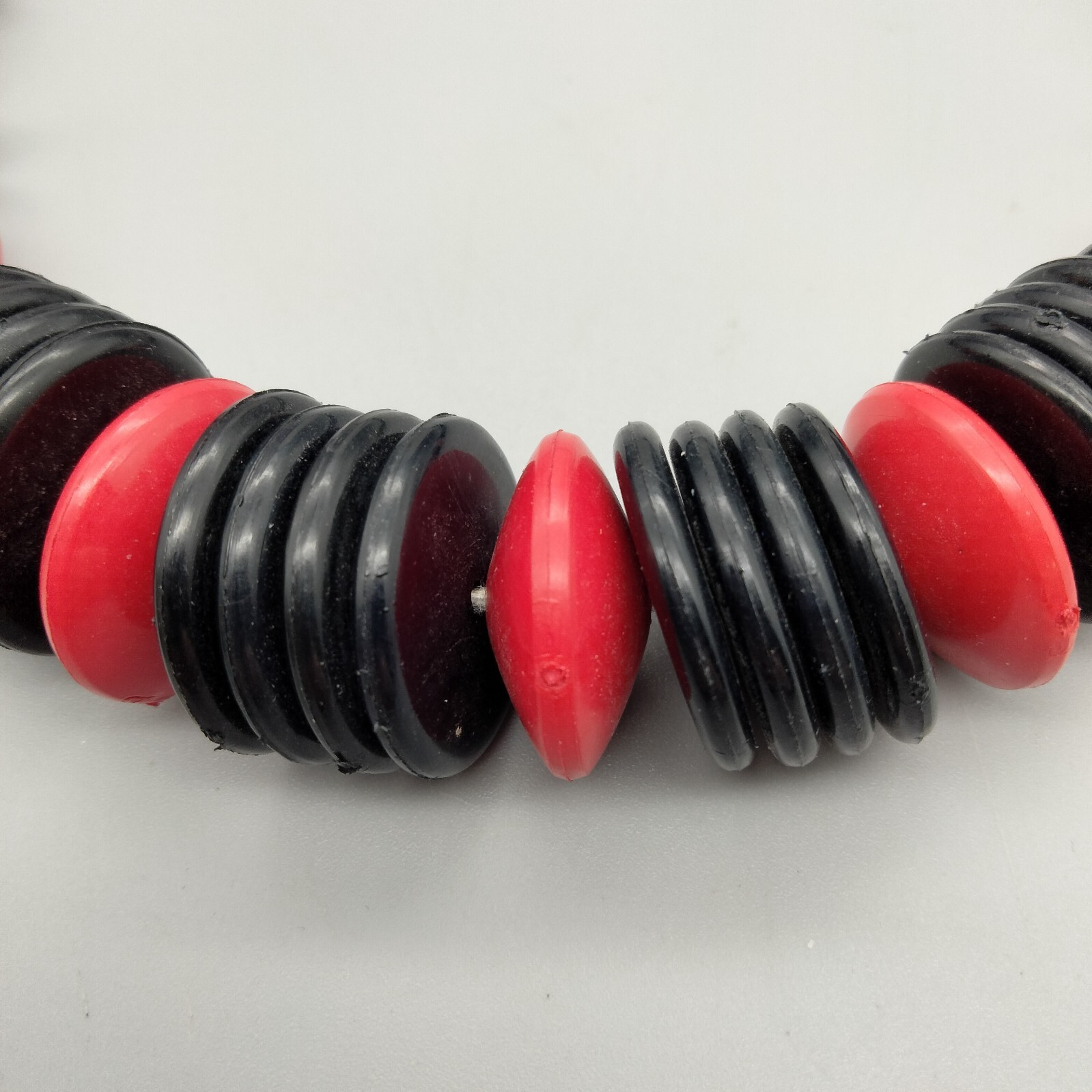 Boho Chic Black Red Acrylic Statement Necklace Fu… - image 6