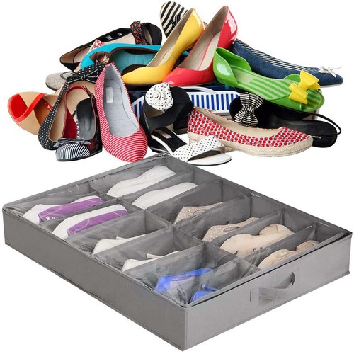 12 Pairs Shoes Storage Organizer Holder Container Under Bed Closet Box Bag - Picture 5 of 11