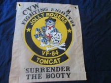 1980'S VF-84 JOLLY ROGERS F-14 TOMCAT CVW-84  BAR- READY ROOM  FLAG
