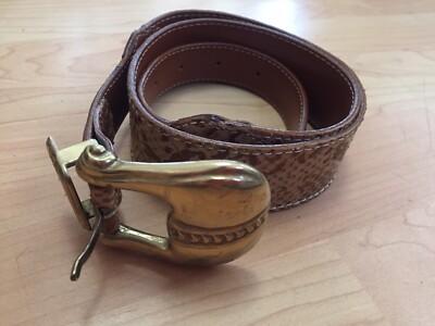 Furla Tan Leather Belt with Gold Buckle Furla Brown Leather Belt with Gold-Tone Hardware Size 105 cm main image 2