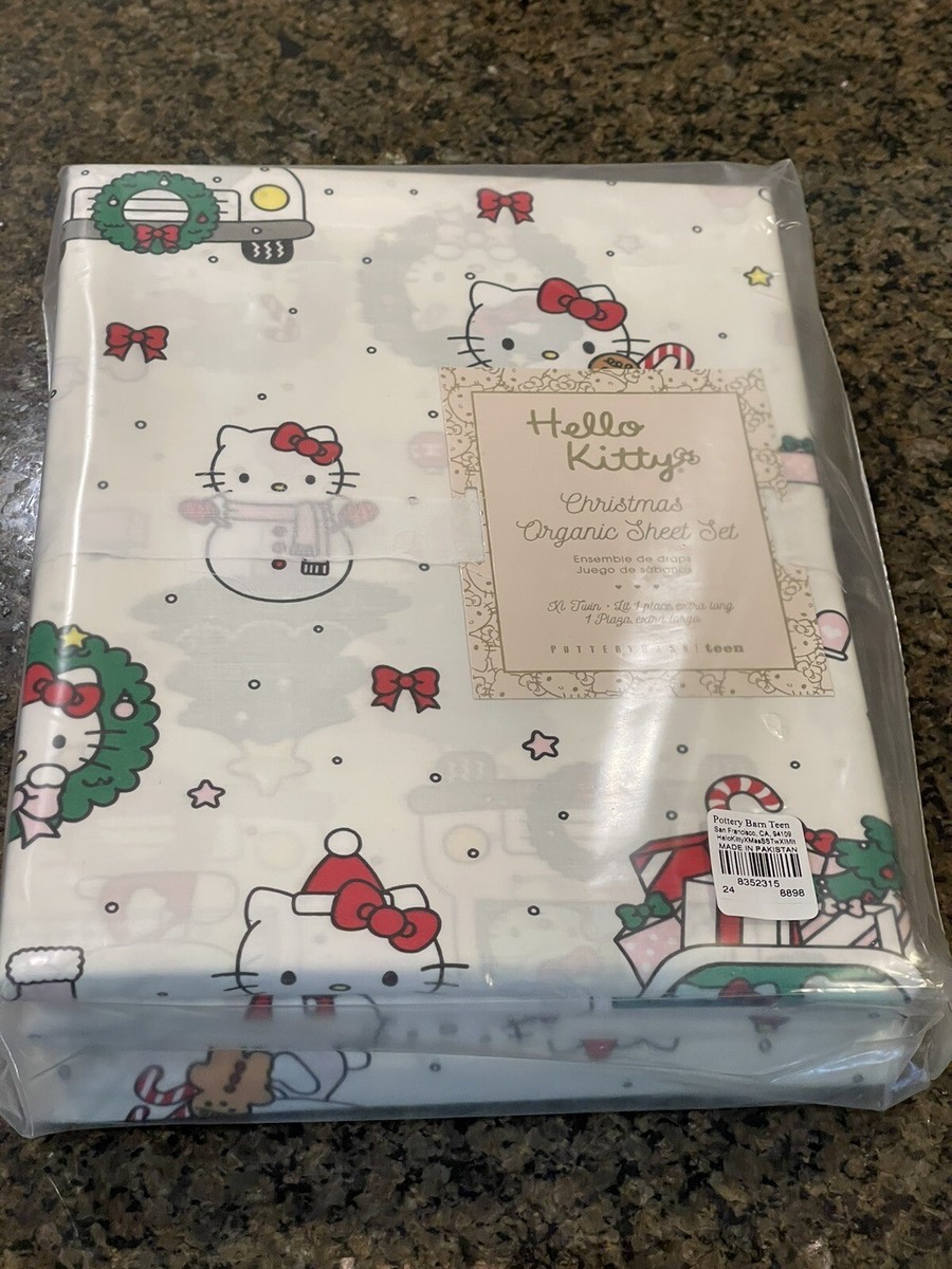 Pottery Barn Teen Hello Kitty® Christmas Organic Sheet Set - Twin  display picture 1