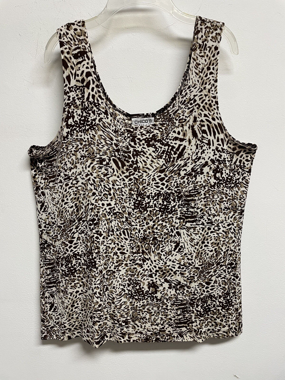 CHICO’S TRAVELERS Animal Print Stretch Tank Top Shirt  NEW, Women’s Size 3, XL