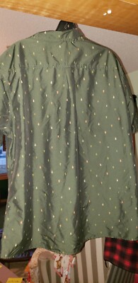 Mens Eddie Bauer AV Classic Short Sleeve Button Up Shirt w Pine Trees Size XL