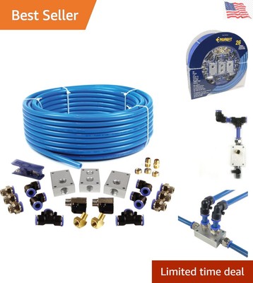 Nylon, Aluminum, Steel, Brass Air Piping System, 26-Piece Air Push To Connect...