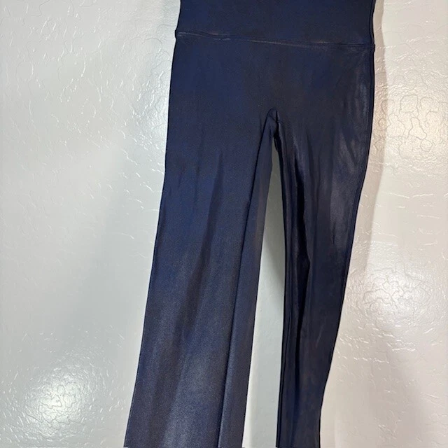Leggings Spanx de cuero sintético para mujer medianos azul marino oscuro prendas moldeadoras 27" Foto 3 de 4