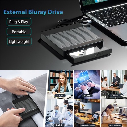 External Blu-ray DVD Drive Portable BD/DVD/CD -/+RW Player Burner Optical Drives - Picture 8 of 8