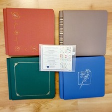 Creative Memories 7X7 Albums Lot Of 4 Blue Tan Rust Green Leaves Flower stickers