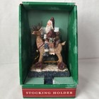 Santa On Reindeer Stocking Hanger Mantle Hook Resin/Metal 2002