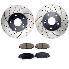 Front Drilled Brake Rotors + Ceramic Pads for Honda Element CR-Z CR-V Acura ILX
