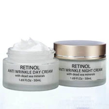2 PACK ANTI WRINKLE RETINOL DAY &NIGHT CREAM MOISTURIZE &REFRESH SKIN APPEARANCE
