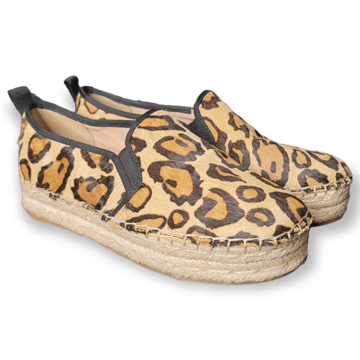 Sam Edelman Women s Carrin Leather Leopard Calf Espadrille