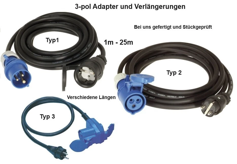CEE CARAVAN CAMPING Adapter Kupplung Leitung Steckdose Stecker Kabel