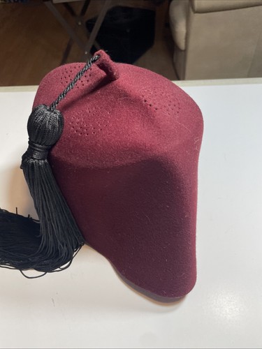 Vintage Masonic Temple Shriners Fez Hat With Black Tassel Palestine - Picture 3 of 8