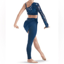WEISSMAN Dance Costume acro blue jumpsuit unitard Sweet Nothing 7676 child LC