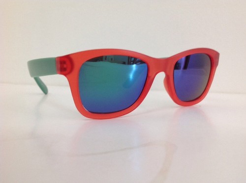 TF Occhiale Da Sole Junior Viso Piccolo Wayfarer Rosso Verde Lente Specchio  Blu | eBay