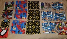 1 Batman Fat Quarter 1 Spiderman Fat Quarter Plus 14 Quilt Fabric Blocks Squares