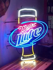 Miller Lite Beer Wine Cup Glass 24"x20" Neon Light Sign Lamp Bar Wall Decor