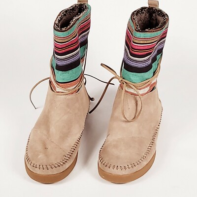Toms Sz Nepal Tribal Ankle Boots Women Leather Moccasin