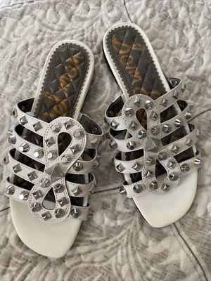 Sam Edelman Women's White Beatris Flats Slides Sandals Size NWOB