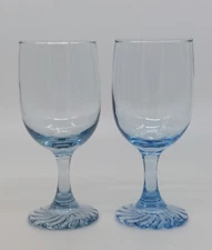 2 Misty Blue Swirl Sapphire Iced Tea Glasses Water Goblets  by Libbey Glass Co.
