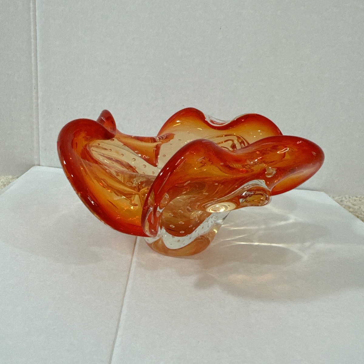 VINTAGE MURANO BRIGHT ORANGE ART GLASS BOWL DISH ASHTRAY | eBay