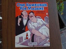 One Hamburger For Madame - SHEET MUSIC 1936
