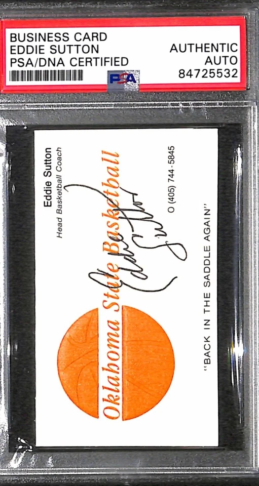 Eddie Sutton "OSU Cowboys 2004 Final Four" Autographed Signed Business Card PSA - Image 2 of 3