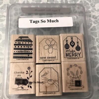 Stampin' Up! TAGS SO MUCH Wood Mounted Rubber Stamp Set Of 6 2006