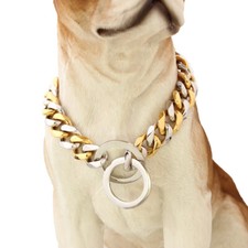 Pet Dog Choke Chain Choker Collar Strong Silver/Gold Stainless Steel Training24"