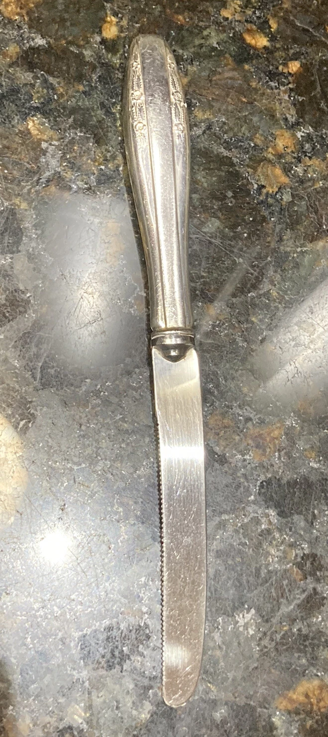 Vintage 7.5” Sterling Silver Handle/Stainless Steel Serrated Blade Citrus Knife