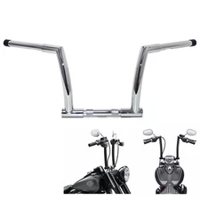 Chrome 10" Rise Handlebar Black For Harley 16-17 FXDLS 00-17 FLS FLSS FLSTC FLST