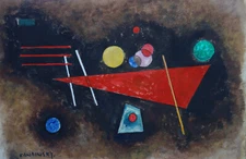 Fine unique painting – Abstract composition, signed Wassily Kandisnky, w COA