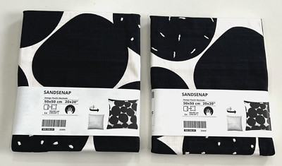Ikea SANDSENAP pillow Cushion cover, black/white handmade 20x20 '' NEW Lot of 2